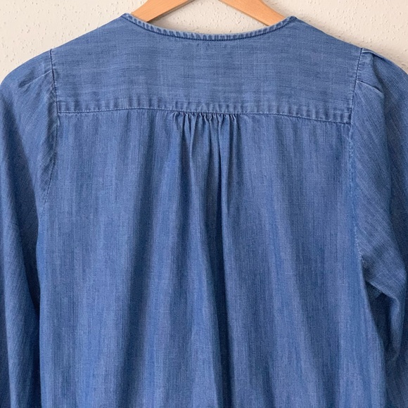 Madewell Denim Wrap Top in Blue Chambray Sz L - Picture 9 of 10